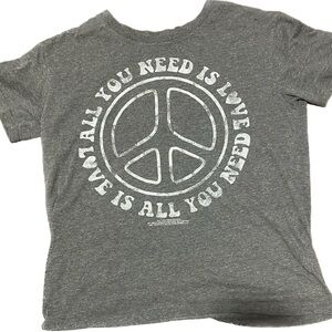 Beatles Grey and white peace sign baby tee